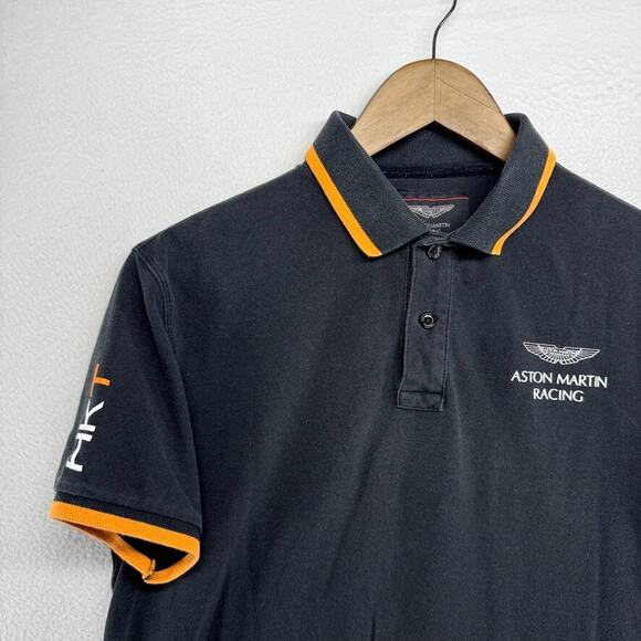 Aston Martin Racing Polo Shirt Men's Small Black Hackett Sport HKT83 Collared - Picture 1 of 8